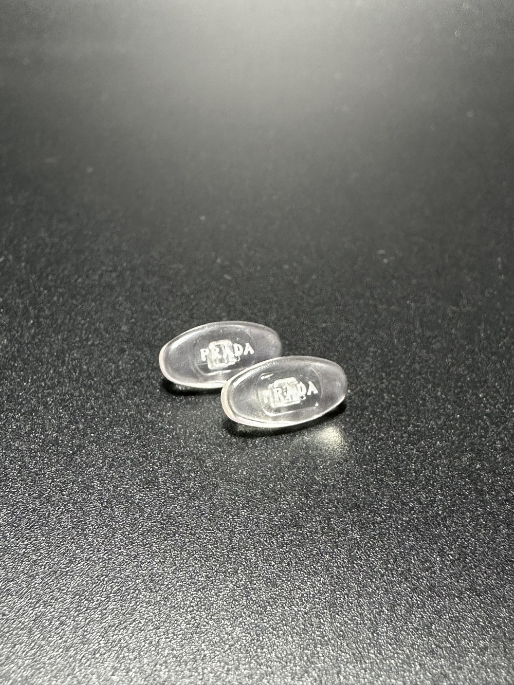 1 pair 13mm screw in nose pads for Prada eyewear sunglasses, clear silver logo